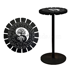 Wooden Wheel, Wooden Display Shelf, Black Holder Stand, Rustic Divination Pendulum Storage Rack, Witch Stuff, Yin Yang Pattern, Wheel: 120x8mm, 2pcs, Studdle: 288x12mm, 1pc(DJEW-WH0046-027)