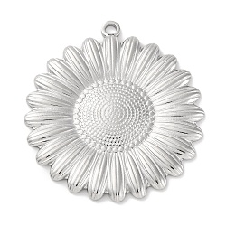 Anti-Tarnish 304 Stainless Steel Pendants, Flower Charm, Stainless Steel Color, 38x35x2mm, Hole: 2mm(STAS-D194-13S)