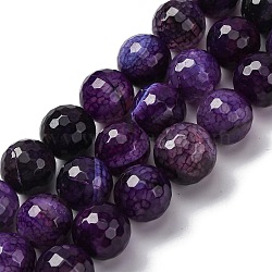 Natural Dragon Veins Agate(Dyed & Heated) Beads Strands, Faceted, Round, Indigo, 15~16mm, Hole: 1.5mm, about 25pcs/strand, 14.96''~15.55''(38~39.5cm)(G-K390-A14-01)