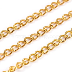 Brass Twisted Chains Curb Chains, Unwelded, Golden, 1.8mm, Link: 2.5x1.8x0.4mm(X-CHC-S107-G-NF-1)