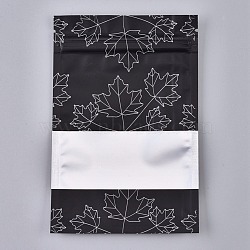 Plastic Zip Lock Bags, Resealable Aluminum Foil Pouch, Food Storage Bags, Rectangle, Maple Leave Pattern, Black, 15.1x10.1cm, Unilateral Thickness: 3.9 Mil(0.1mm)(OPP-P002-C06)