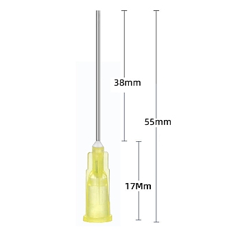 Plastic & Stainless Steel Fluid Precision Blunt Needle Dispense Tips, Glue Dispensing Needles, Yellow, 5.5x0.6cm, Pin: 0.9mm, hole: 0.62mm