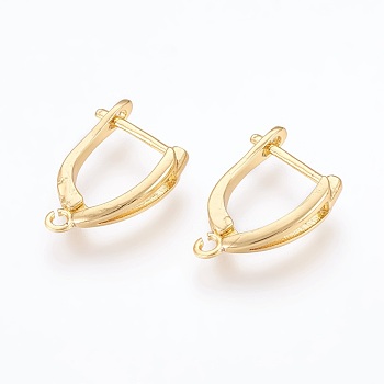 Brass Hoop Earring Findings, with Latch Back Closure, Golden, 18.5x13x4mm, Hole: 1.2mm, Pin: 1mm