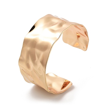 304 Stainless Steel Textured Wide Open Cuff Bangles for Women, Real 18K Gold Plated, Inner Diameter: 2-5/8 inch(6.6cm), 36mm