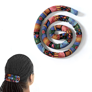Spiral Lock Hair Tie, Bendable Ponytail Holders, Bohemian Style Long Dread Bands for Women, Colorful, 660x14.5x7mm