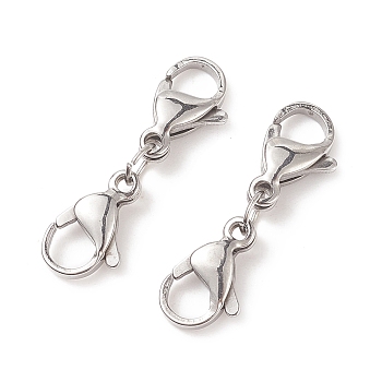 304 Stainless Steel Double Lobster Claw Clasps, Stainless Steel Color, 32mm