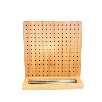 Square Bamboo Crochet Blocking Board, with 15 Steel Positioning Pins, Bisque, 20x20cm