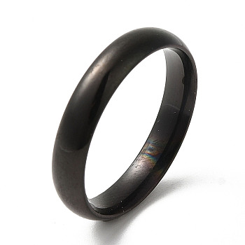 Ion Plating(IP) 304 Stainless Steel Flat Plain Band Rings, Black, Size 9, Inner Diameter: 19mm, 4mm