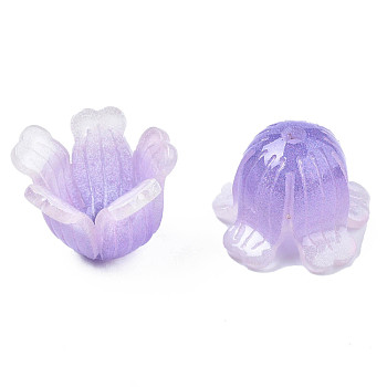 Plastic Beads, Flower, Medium Purple, 15x13~15x11~12mm, Hole: 1.2mm