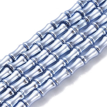 Electroplate Glass Beads Strands, Bamboo, Light Steel Blue, 8x4.5mm, Hole: 0.8mm, about 50pcs/strand, 15.75''(40cm)