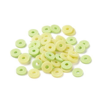 Eco-Friendly Handmade Polymer Clay Beads, for DIY Jewelry Crafts Supplies, Disc/Flat Round, Heishi Beads, Green Yellow, 6~6.5x1mm, Hole: 1.6~1.8mm, about 9500~13250pcs/500g