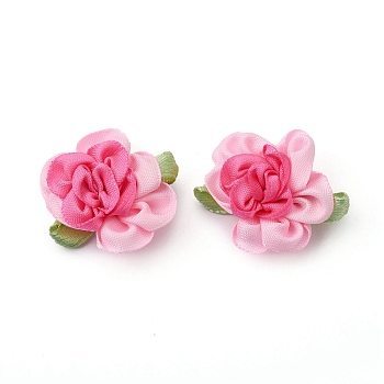 Polyester Imitation Flower Ornamenrt Accessories, for DIY Dress, Shoes Decoration, Deep Pink, 28~31x35~37x11mm