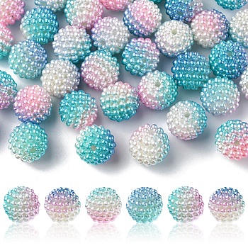 Imitation Pearl Acrylic Beads, Berry Beads, Combined Beads, Round, Deep Sky Blue, 12mm, Hole: 1mm