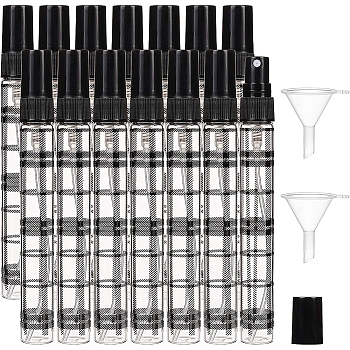 DIY Spray Bottles Kit, with Glass Spray Bottles and Transparent Plastic Funnel Hopper, Black, 11.75x1.4cm, Capacity: 10ml, 20pcs