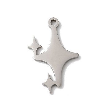 Non-Tarnish 5Pcs 201 Stainless Steel Pendants, Laser Cut, Star Charm, Stainless Steel Color, 17x11x1mm, Hole: 1.2mm