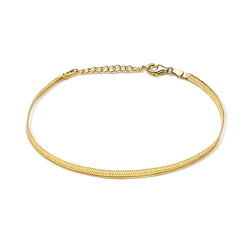 S925 Sterling Silver Snake Bone Chain Bracelet Fashion Vintage Daily, Golden, 6-3/4 inch(17cm)