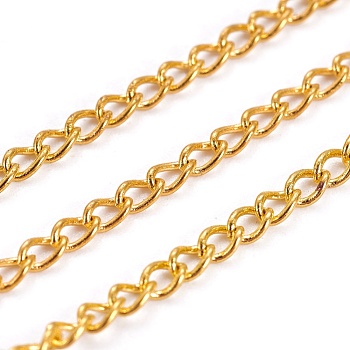 Brass Twisted Chains Curb Chains, Unwelded, Golden, 1.8mm, Link: 2.5x1.8x0.4mm