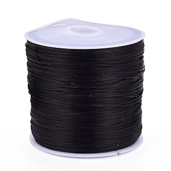(Defective Closeout Sale), Flat Elastic Crystal String, Elastic Beading Thread, for Stretch Bracelet Making, with Defective Spool, Black, 0.8mm, about 65.61 yards(60m)/roll
