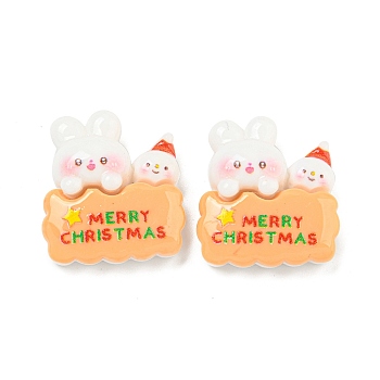 Christmas Rabbit Theme Opaque Resin Decoden Cabochons, Snowman, 23x20.5x8mm