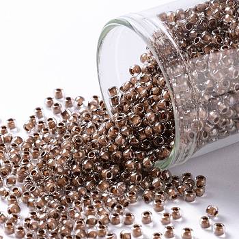 TOHO Round Seed Beads, Japanese Seed Beads, (1071) Dusty Mauve Lined Crystal Luster, 11/0, 2.2mm, Hole: 0.8mm, about 50000pcs/pound