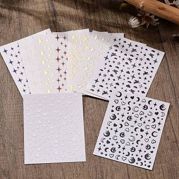 Nail Art Stickers Decals, Self Adhesive, for Nail Tips Decorations, Star, Mixed Color, 10.1x7.9x0.04cm