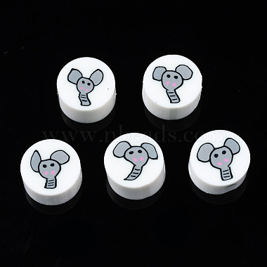 White Flat Round Polymer Clay Beads