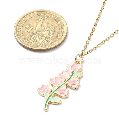 3Pcs 3 Style Alloy Enamel Flower Pendant Necklaces Set with 304 Stainless Steel Chains(NJEW-JN04413)-3