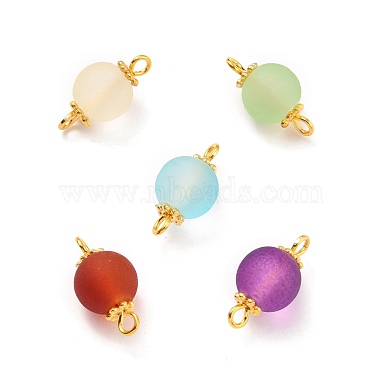 Golden Mixed Color Round Alloy+Glass Links