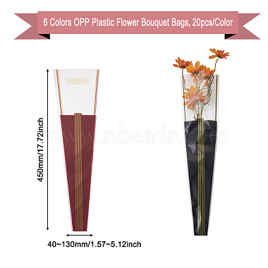 Magibeads 120pcs 6 couleurs opp sacs de bouquet de fleurs en plastique(ABAG-MB0001-02)-3