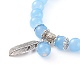 Bracelets à breloques extensibles avec perles de verre imitation jade(BJEW-JB06126-01)-2
