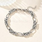 Unisex 304 Stainless Steel Byzantine Chains Bracelets, Stainless Steel Color, 6.69 inch(17cm)(BJEW-G790-05P)