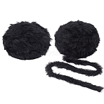 32M Polyester Yarn, Hand Knitting Threads, for Sweater Scarf Fabric Needlework Craft, Black, 18~22x0.5mm, about 50g/skein(OCOR-WH20005-34E)