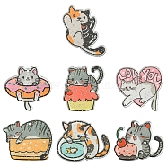 7Pcs 7 Styles Cat Theme Acrylic Pendants, Mixed Color, 30~38x31~39.5x2~2.5mm, Hole: 1.7mm, 1pc/style(MACR-FS0001-72)