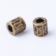 Tibetan Style Alloy Spacer Beads, Column, Cadmium Free & Nickel Free & Lead Free, Antique Bronze, 5x5mm, Hole: 2mm(X-TIBE-Q063-67AB-NR)