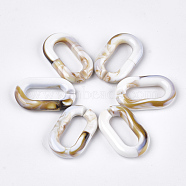 Acrylic Linking Rings, Quick Link Connectors, For Jewelry Chains Making, Imitation Gemstone Style, Oval, Floral White, 38.5x23.5x6.5mm, Hole: 24.5x9.5mm, about 140pcs/500g(OACR-S021-22C)