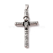 Tibetan Style Alloy Pendants, Cadmium Free & Lead Free, Cross, Antique Silver, 58.5x34.5x10.5mm, Hole: 8mm(FIND-B040-02AS)