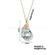 Cute and Stylish Phenix Glass Pendant Necklace, with Brass Cable Chain for Women, Perfect for Any Outfit, Sky Blue, 15.75 inch(40cm)+5cm(ZV1349-5)