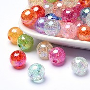 Bubblegum AB Color Transparent Crackle Acrylic Round Beads, Mixed Color, 12mm, Hole: 2mm(X-CACR-R011-12mm-M)