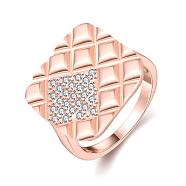 Trendy Square Brass Cubic Zirconia Finger Rings, Size 8, Rose Gold, 18.1mm(RJEW-BB04497-8RG)
