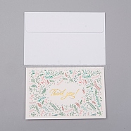 Envelope and Floral Pattern Thank You Cards Sets, for Mother's Day Valentine's Day Birthday Thanksgiving Day, White, 9.1x13.6x0.03cm, 16.9x12.8x0.06cm, 2pcs/set(DIY-WH0161-23A)