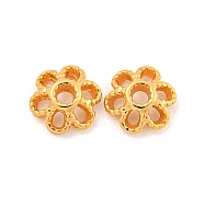 925 Sterling Silver Bead Caps, 6-Petal, Flower, Real 18K Gold Plated, 5x5x2mm, Hole: 1mm(STER-U002-05G)