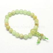 Buddha Meditation Yellow Jade Beaded Stretch Bracelets, Pale Green, 50mm, 21pcs/strand(X-BJEW-R041-8mm-04)