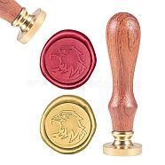 DIY Scrapbook, Brass Wax Seal Stamp and Wood Handle Sets, Eagle, Golden, 8.9x2.5cm, Stamps: 25x14.5mm(AJEW-WH0100-078)