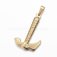 Ion Plating(IP) 304 Stainless Steel Pendants, Hammer, Golden, 34x22x4mm, Hole: 4x7mm(STAS-K162-010G)
