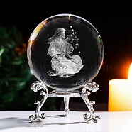 Inner Carving Constellation Glass Crystal Ball Diaplay Decoration, with Metal Holder, Fengshui Home Decor, Virgo, 80mm(PW-WG84004-08)
