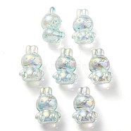 UV Plating Rainbow Iridescent Transparent Acrylic Bubble Beads, Rabbit, Aquamarine, 18x12x10mm, Hole: 2mm(OACR-C007-02D)