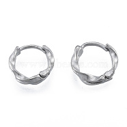 316 Surgical Stainless Steel Twist Hoop Earrings for Men Women, Stainless Steel Color, 12.5x14x4mm, Pin: 1mm(EJEW-N052-10)