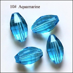 Imitation Austrian Crystal Beads, Grade AAA, Faceted, Oval, Deep Sky Blue, 10x13mm, Hole: 0.9~1mm(SWAR-F056-13x10mm-10)