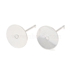 Brass Studs Earrings Finding, Lead Free & Cadmium Free, Round, 925 Sterling Silver Plated, 12x8mm, Pin: 1mm(X-KK-K383-05A-S)