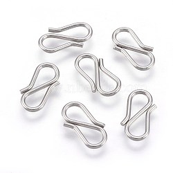 304 Stainless Steel S-Hook Clasps, Stainless Steel Color, 12.5x6x1mm(X-STAS-O118-67P)